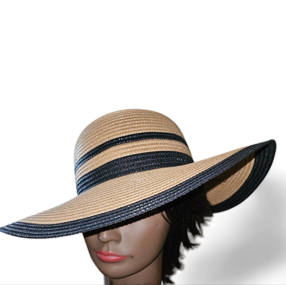 WEST LOOP WOMEN SUN HAT, ONE SIZE, TAN & BLACK